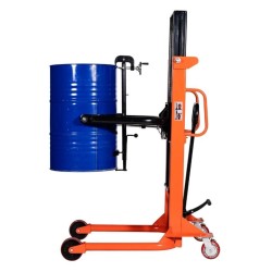 Vue de profil du gerbeur Retourneur de Fût métallique 350kg levée 2100mm