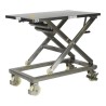 Vue de 3/4 haut de la table élévatrice 300 kg à manivelle inox - plateau 950 x 600 mm