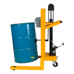 Vue de profil du lève fût hydraulique surbaissé 450kg