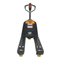Vue de dos du transpalette électrique 1500 kg fourches 1150 mm batterie lithium 20 Ah