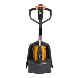 Vue de face du transpalette électrique 1500 kg fourches 1150 mm batterie lithium 20 Ah