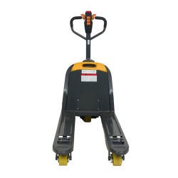 Vue de dos du transpalette électrique Premium 1500 kg fourches 1150 mm batterie lithium 30 Ah
