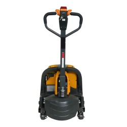 Vue de face du transpalette électrique Premium 1500 kg fourches 1150 mm batterie lithium 30 Ah