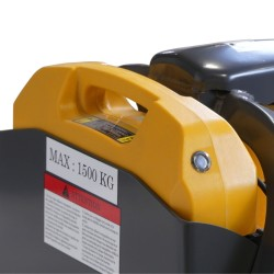 Vue de la batterie du transpalette électrique Premium 1500 kg fourches 1150 mm batterie lithium 30 Ah