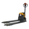 Vue de 3/4 du transpalette électrique Premium 1500kg fourches 1150 mm batterie lithium 40 Ah