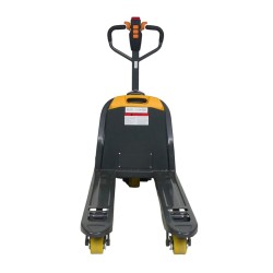 Vue de dos du transpalette électrique Premium 1500kg fourches 1150 mm batterie lithium 40 Ah