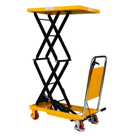 Vue générale de la table élévatrice manuelle Double ciseaux 150kg Plateau 740x450mm Levée 1100mm