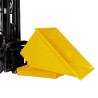 Vue basculée de la benne jaune autobasculante 900 Litres
