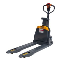 Vue 3/4 arrière du transpalette électrique peseur 1500 kg batterie lithium