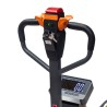 Vue du timon du transpalette électrique peseur 1500 kg batterie lithium