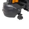 Vue des roues directrices du transpalette électrique peseur 1500 kg batterie lithium