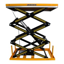 Vue de profil de la table élévatrice électrique Triple ciseaux 2000kg Plateau 1700x1000mm Levée 3000mm 220V