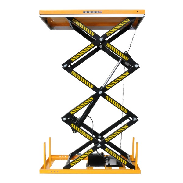 Vue générale de la table élévatrice électrique Triple ciseaux 2000kg Plateau 1700x1000mm Levée 3000mm 220V