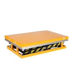 Vue abaissée de la table élévatrice électrique Double ciseaux 2000kg Plateau 1300x850mm Levée 1780 mm 220 V