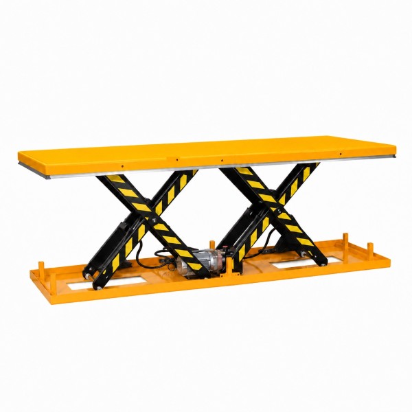 Vue générale de la table élévatrice électrique 2000kg Plateau 2700x800mm 380 Volts triphasé
