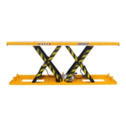 Vue de face de la table élévatrice électrique 2000kg Plateau 2700x800mm 380 Volts triphasé