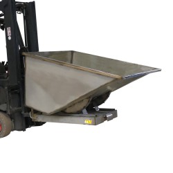 Vue penchée de la benne autobasculante inox 600 Litres