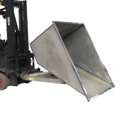Vue renversée de la benne autobasculante inox 300 Litres