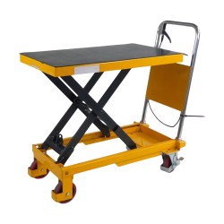 Mise en situation du tapis pour Table élévatrice manuelle Plateau 815x500mm