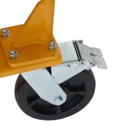 Vue de la roue motrice de la grue rotative avec porte à faux extension et élévation électriques 450 kg